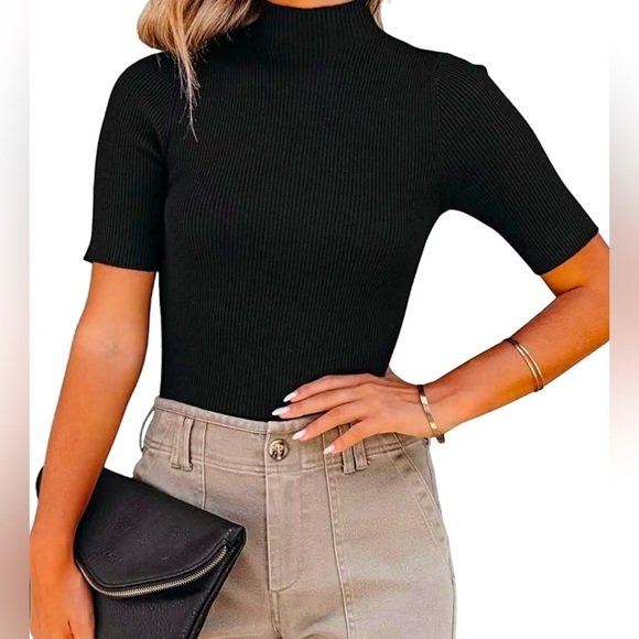 a new day Tops - Womens Shirt Turtleneck T Shirts Slim Fit Tops Rib Knitted Stretch Pullover